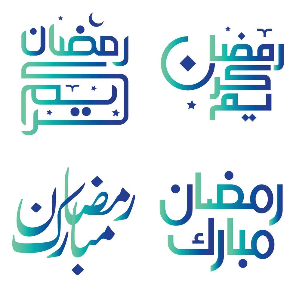 Elegant Gradient Green and Blue Calligraphy for Ramadan Kareem Greetings Vector Design.