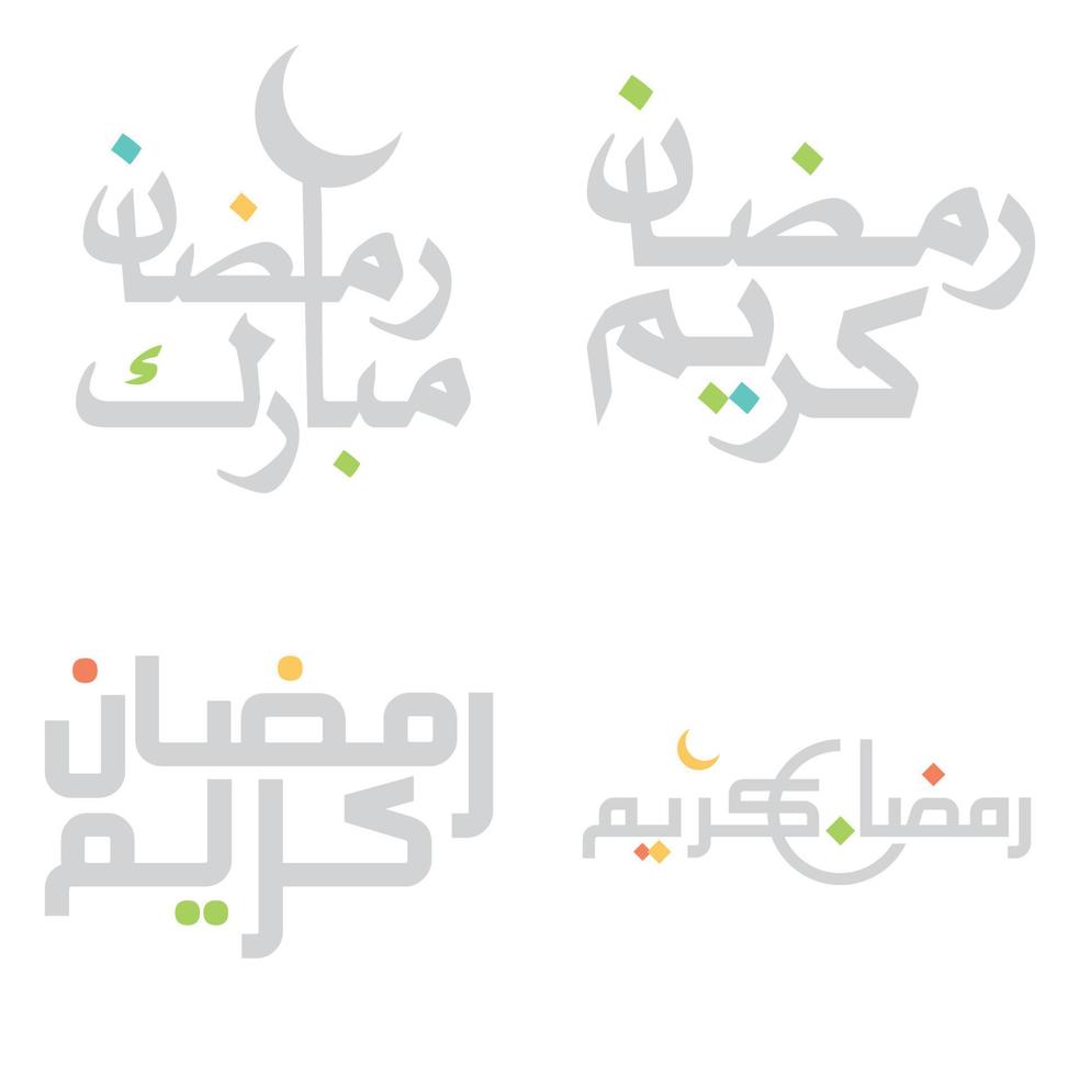 Ramadan Kareem Greeting Card with Islamic Arabic Typography Design. vector