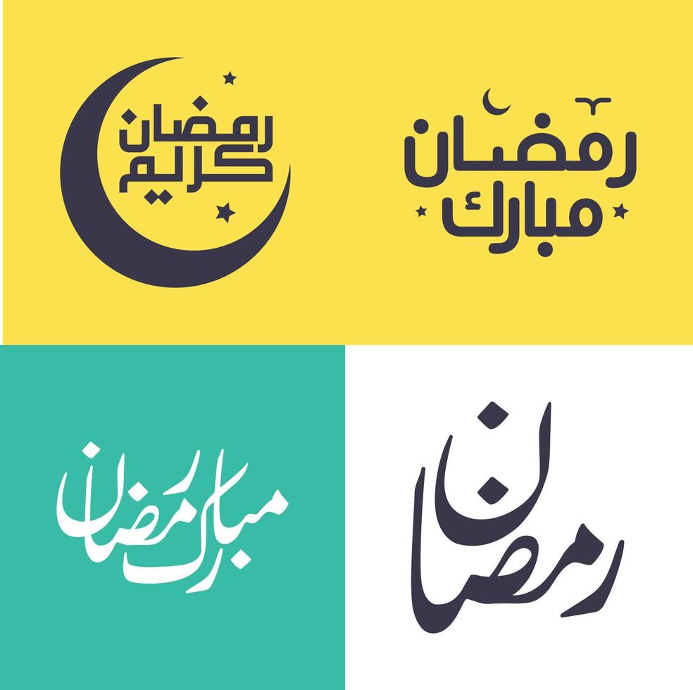 Vector Set of Simple Arabic Calligraphy for Ramadan Kareem Greetings.