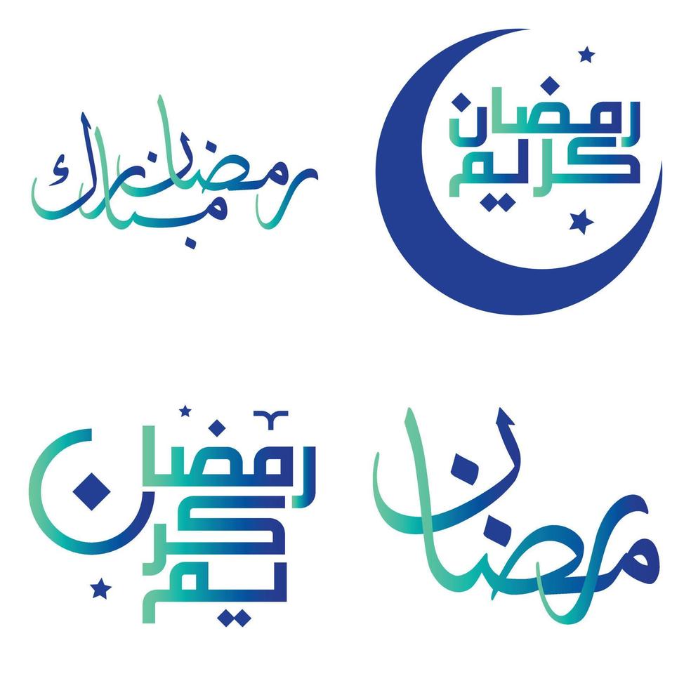 Gradient Green and Blue Arabic Calligraphy Vector Illustration for the Holy Month of Ramadan.