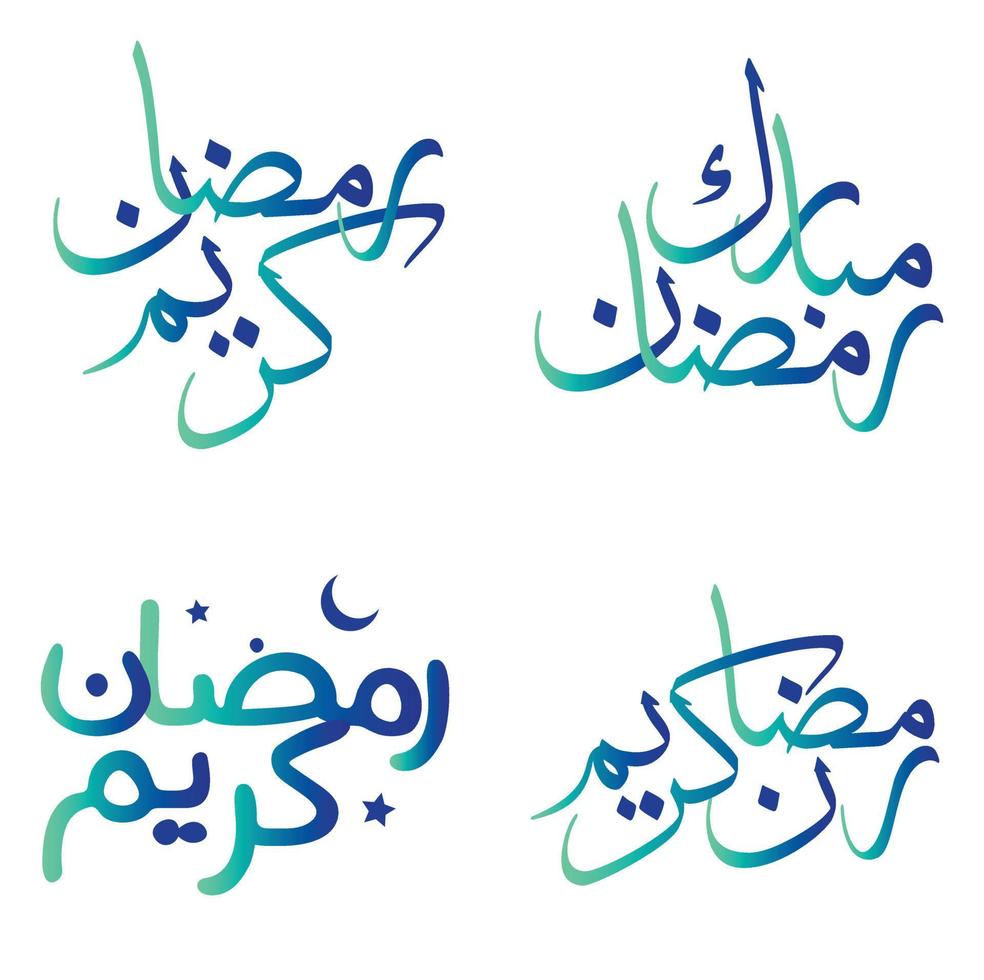 Celebrate Holy Month of Fasting with Gradient Green and Blue Ramadan Kareem Vector Illustration.