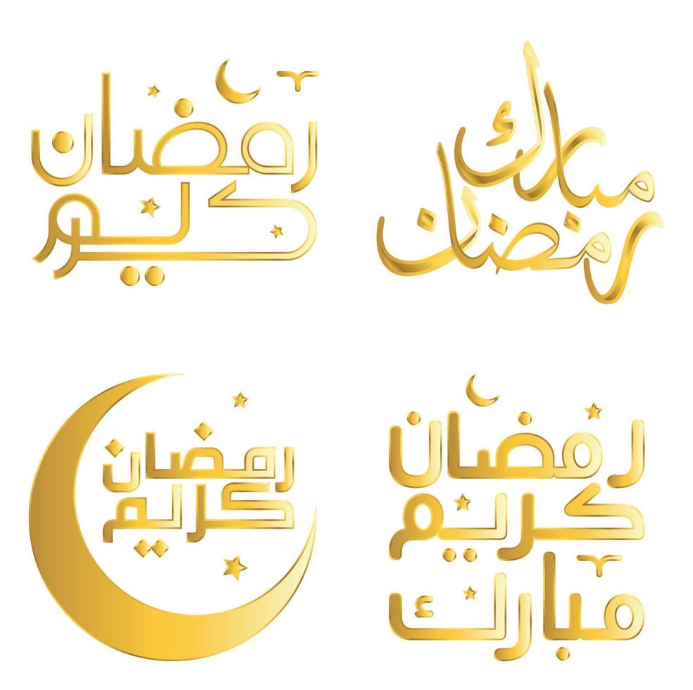 Elegant Golden Calligraphy for Ramadan Kareem Greeting Cards Vector Illustration.