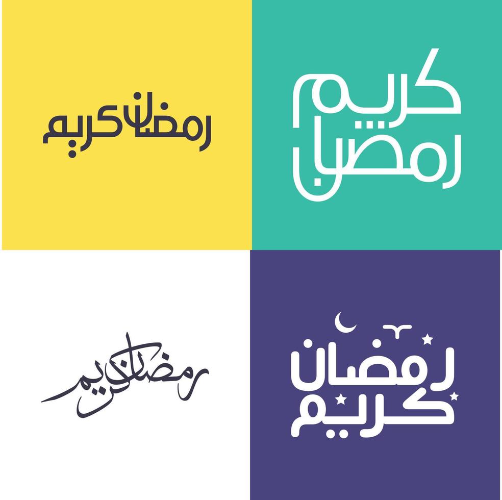 Vector Pack of Simple Arabic Calligraphy for Muslim Greetings in a Minimalistic Style.