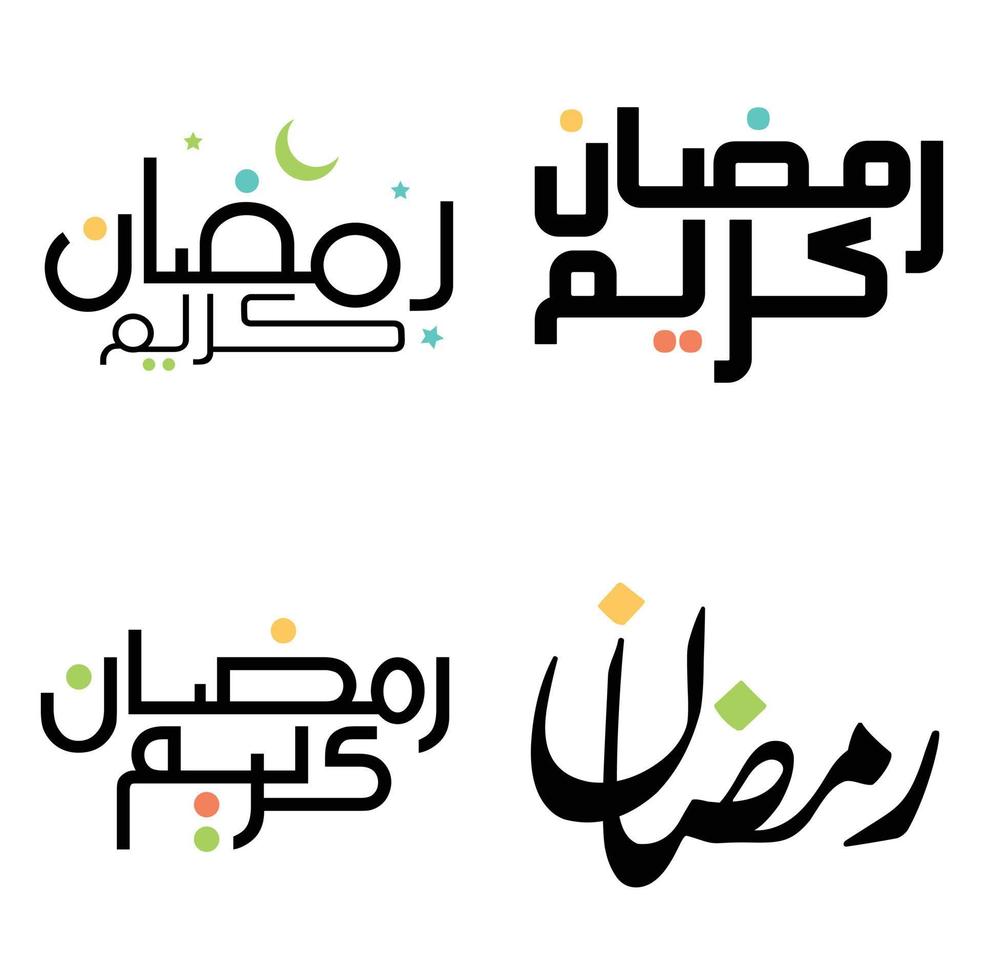 Vector Illustration of Black Ramadan Kareem Arabic Calligraphy for Muslim Celebrations.