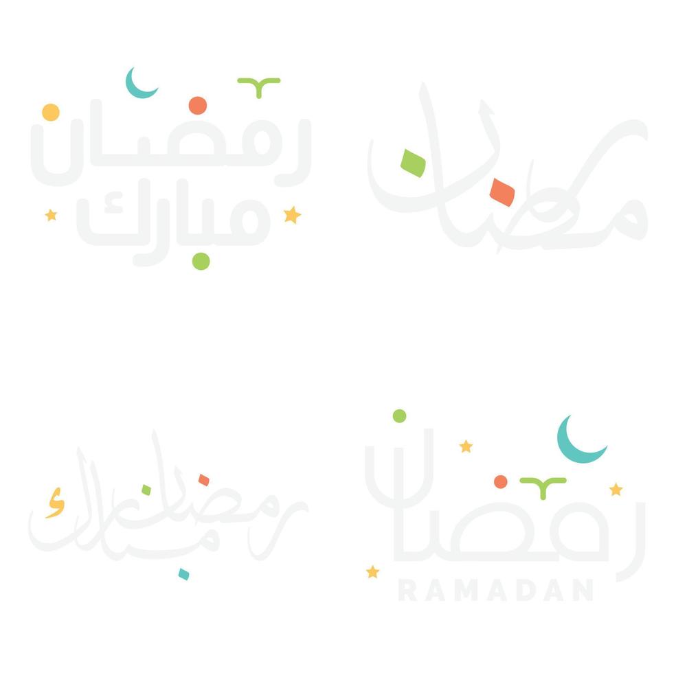 Vector Ramadan Kareem Greeting Card with Elegant Arabic Typography Design.