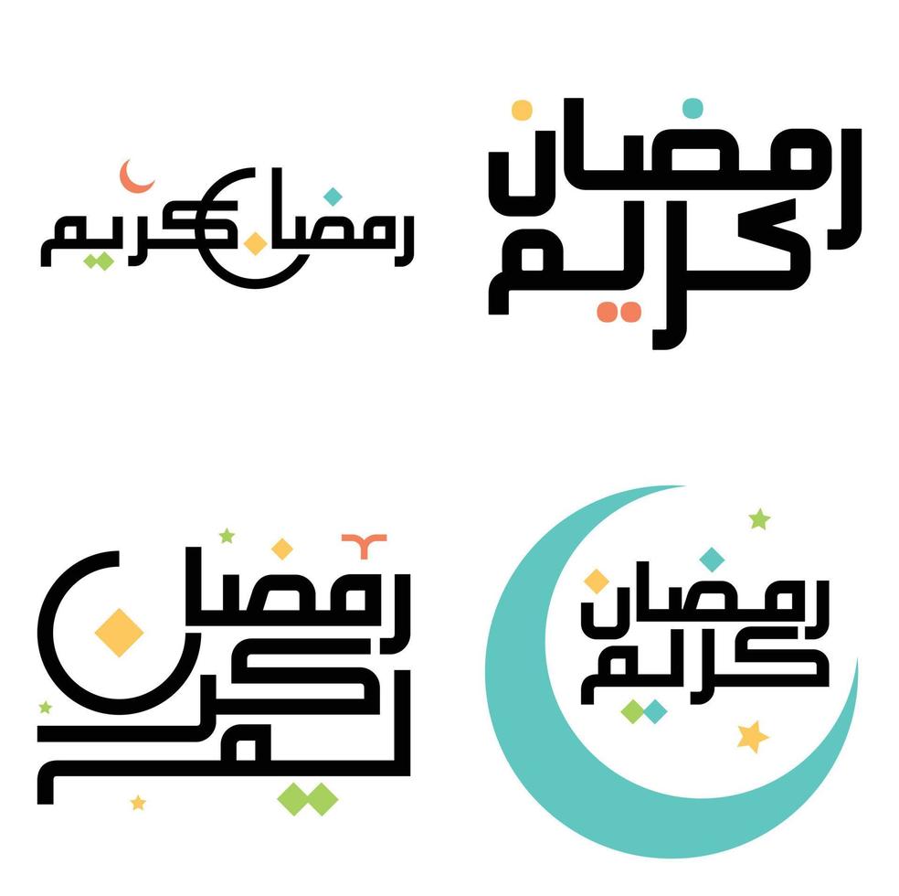 Black Ramadan Kareem Arabic Calligraphy Vector Design.