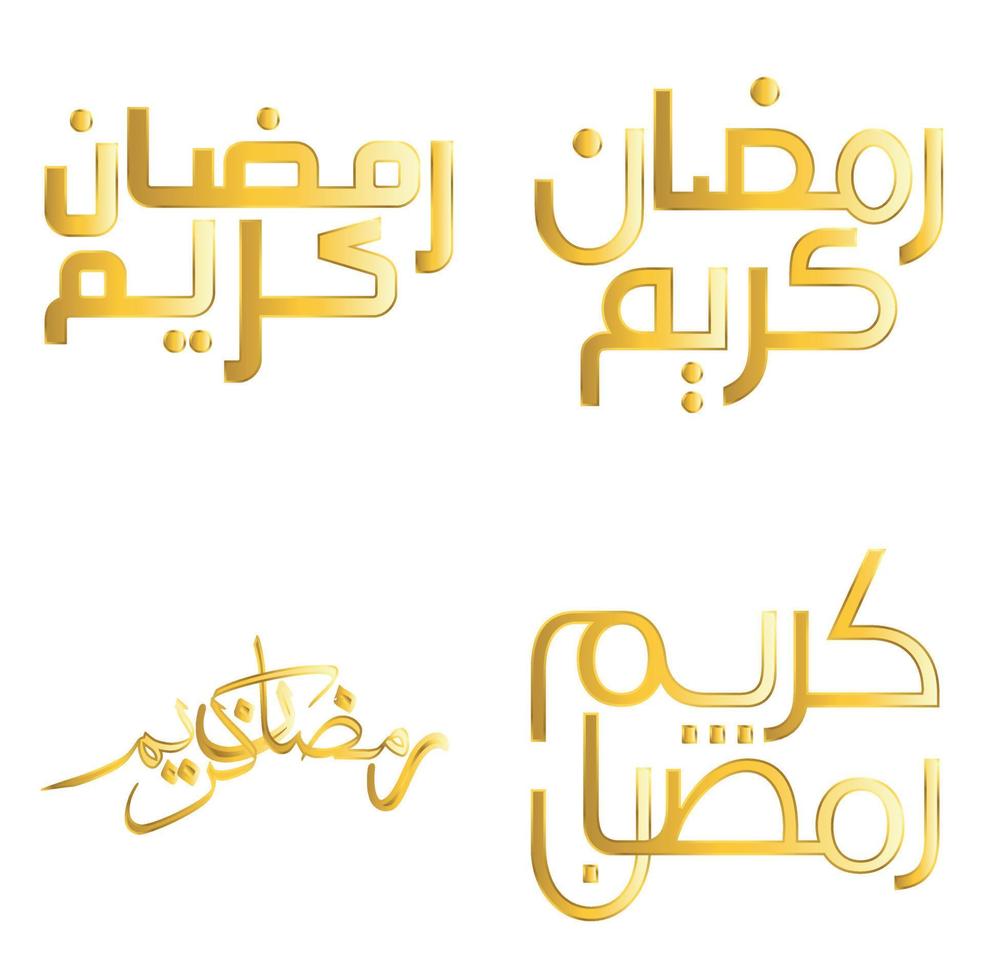 celebrar Ramadán kareem con dorado islámico caligrafía vector ilustración.
