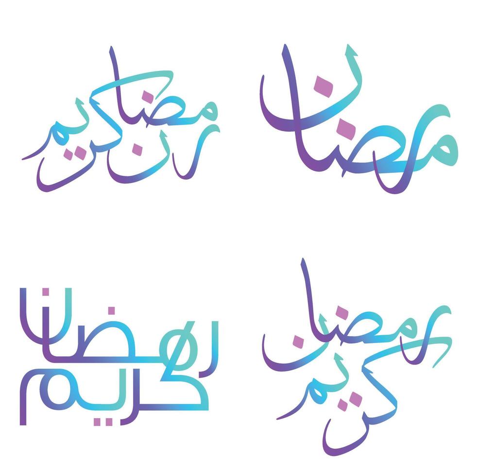 Vector Illustration of Gradient Ramadan Kareem Wishes with Arabic Typography.