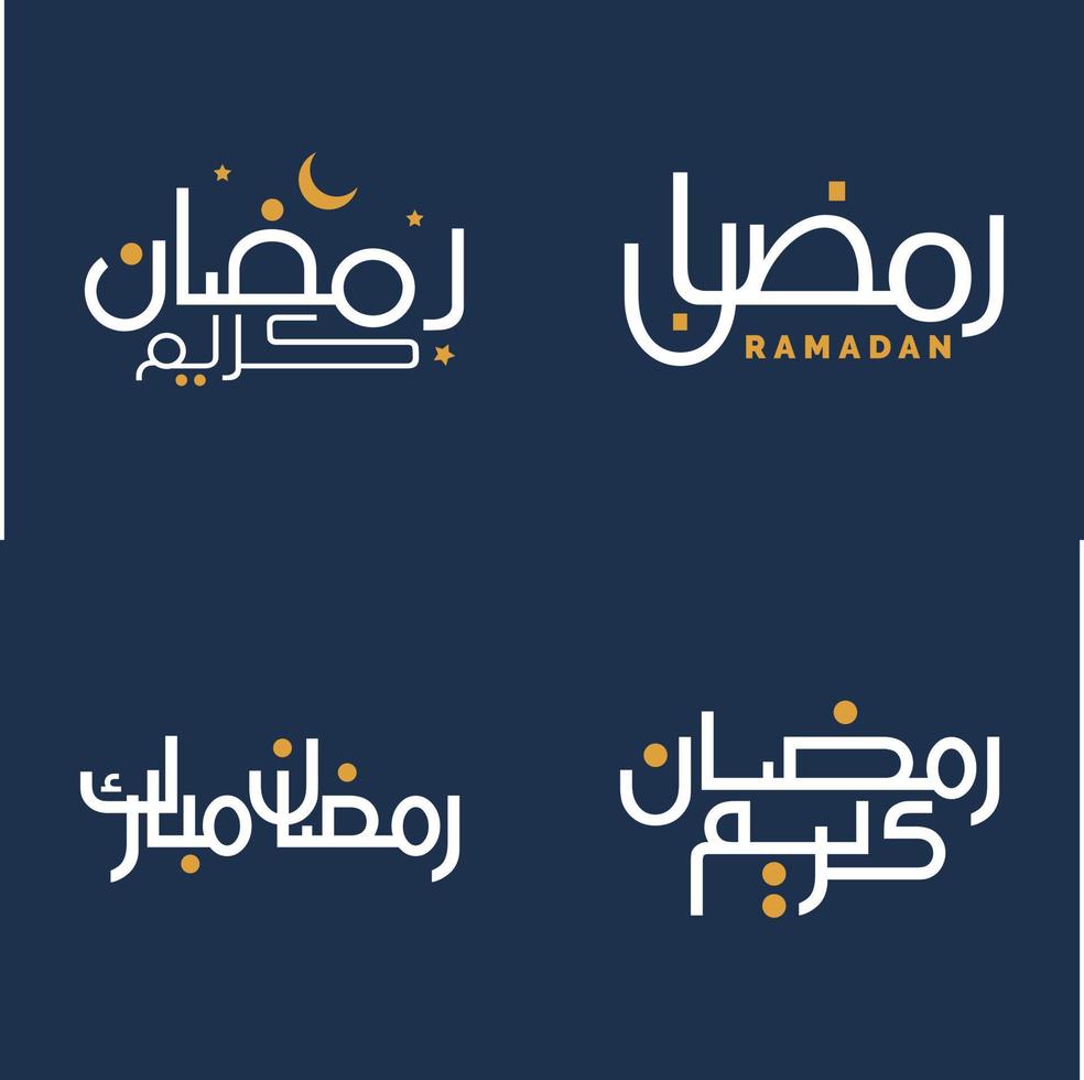 Vector Illustration of Ramadan Kareem Greetings with White Calligraphy and Orange Design Elements.