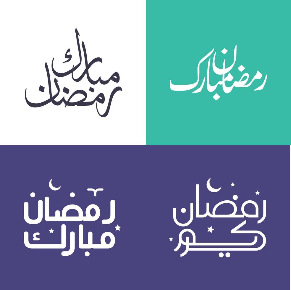 Ramadan Kareem Wishes in Simple Arabic Calligraphy Pack Vector Illustration.