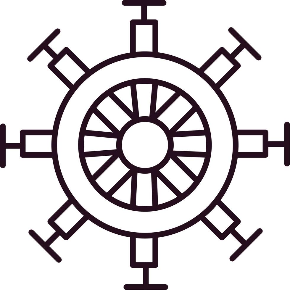 icono de vector de timón de barco