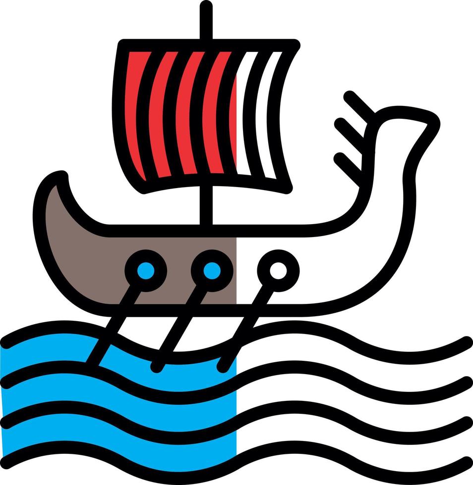 Viking Ship Vector Icon Design