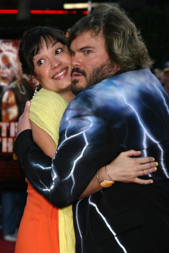 Jack Black  Wife  Tanya Haden  arriving at Tropic Thumder Premiere at the Manns Village Theater in Westwood CAAugust 11 20082008 photo