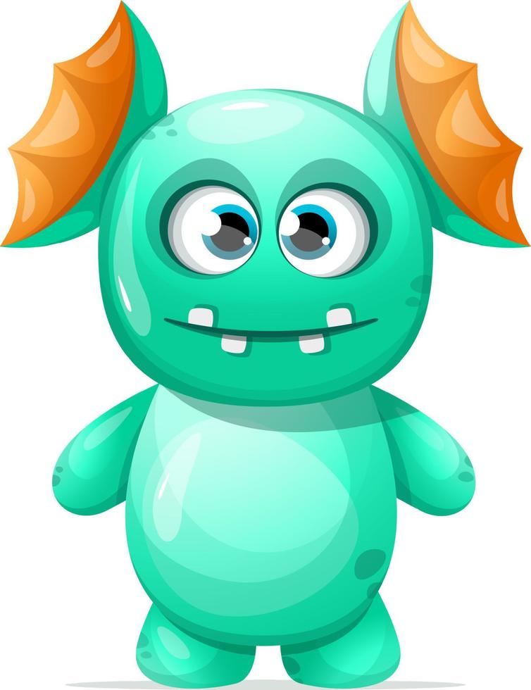 Funny green monster with teeth vector