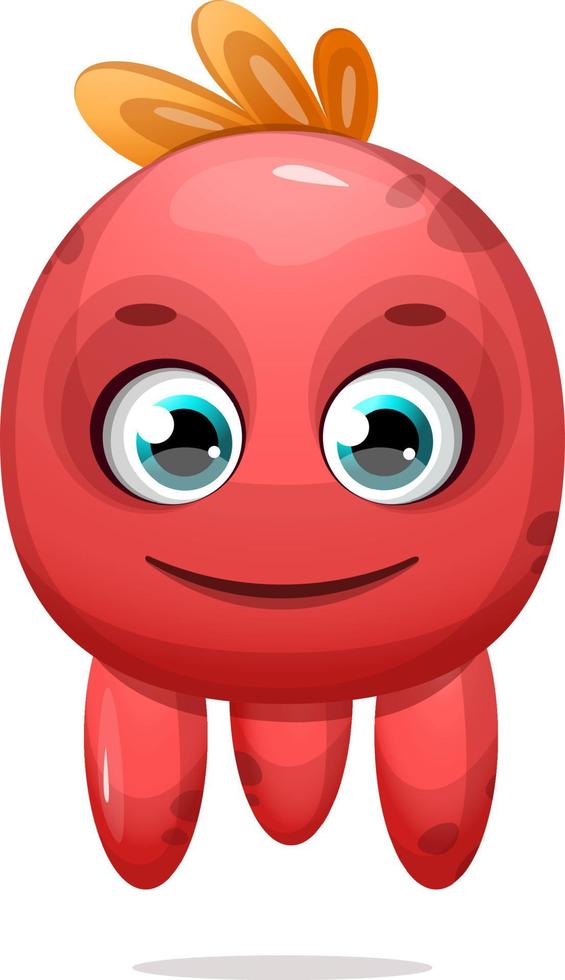 A cartoon red monster with smile vector