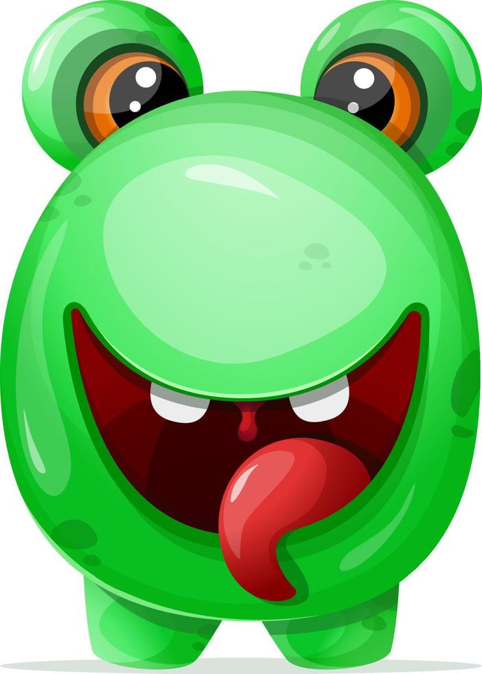 A cartoon green monster with teeth and a tongue vector