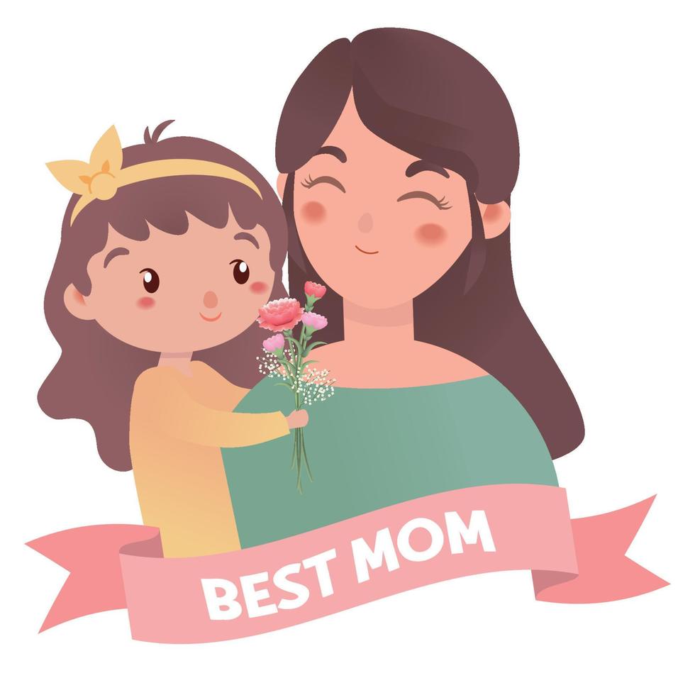 Daughter sending a bouquet of carnations to her mother to congratulate her on Mother's Day vector