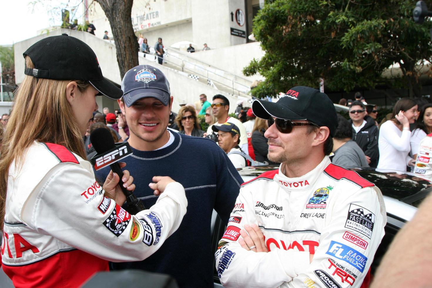 Jamie Little interviewing Nick  Drew Lachey prior to the raceToyota Long Beach Grand Prix  ProCeleb Race 2008 Long Beach  CAApril 19 20082008 photo