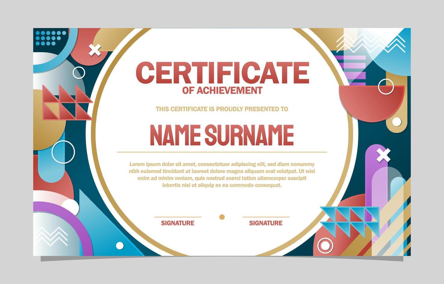 Colorful Geometric Certificate Template vector