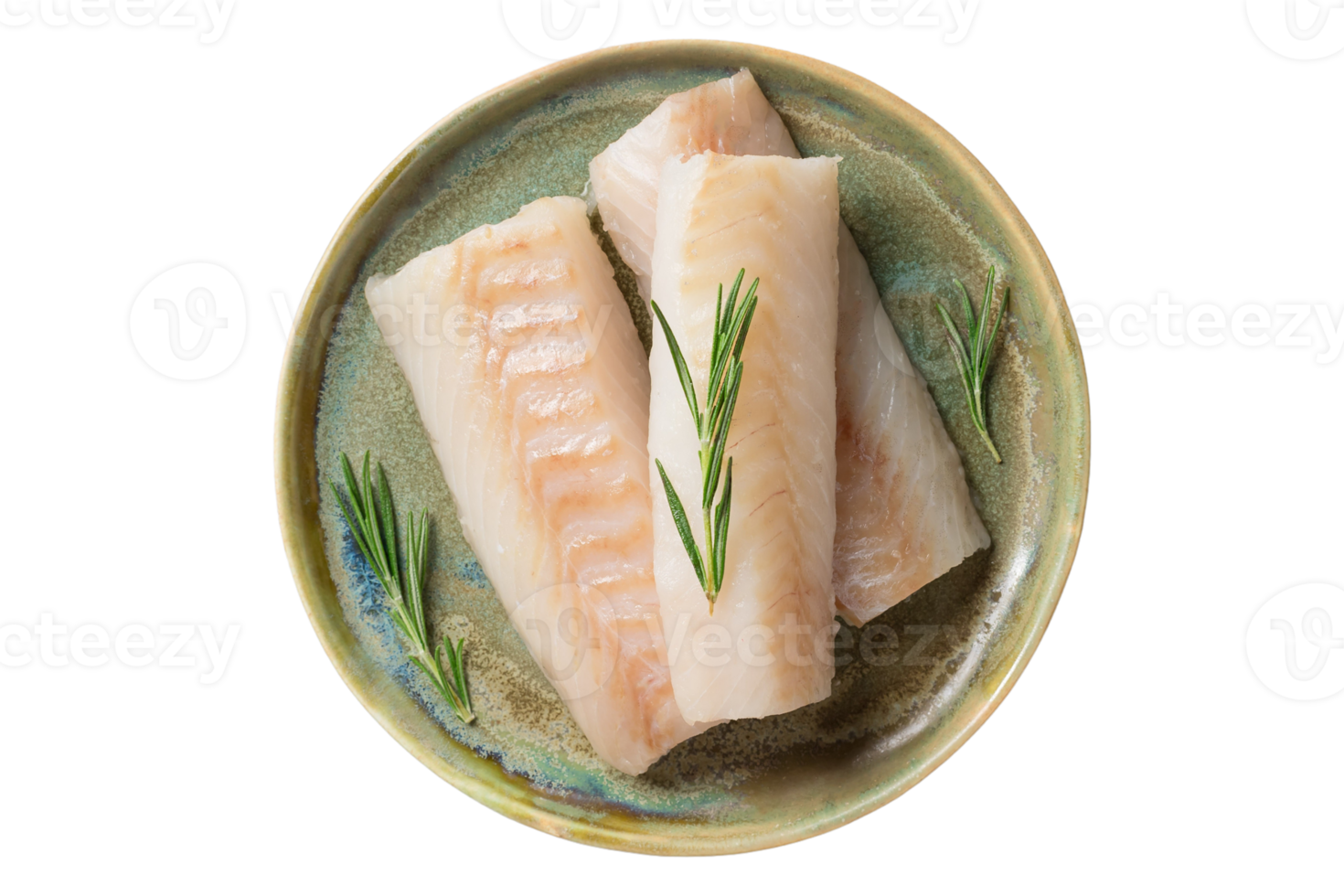 Green plate with fish isolated on a transparent background png