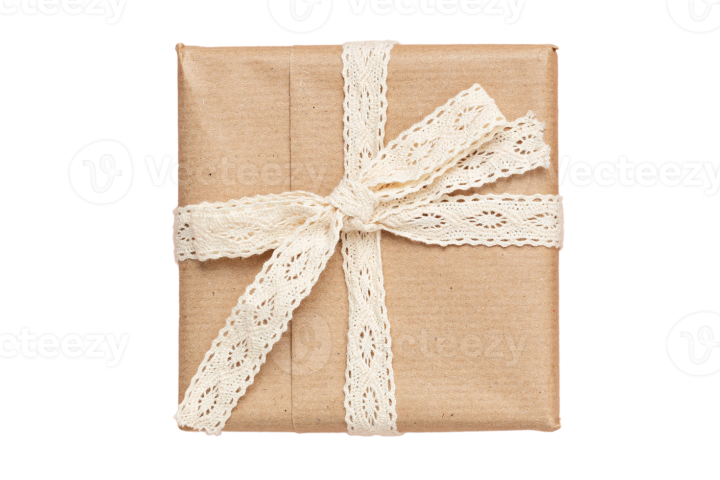 Beige gift box isolated on a transparent background png