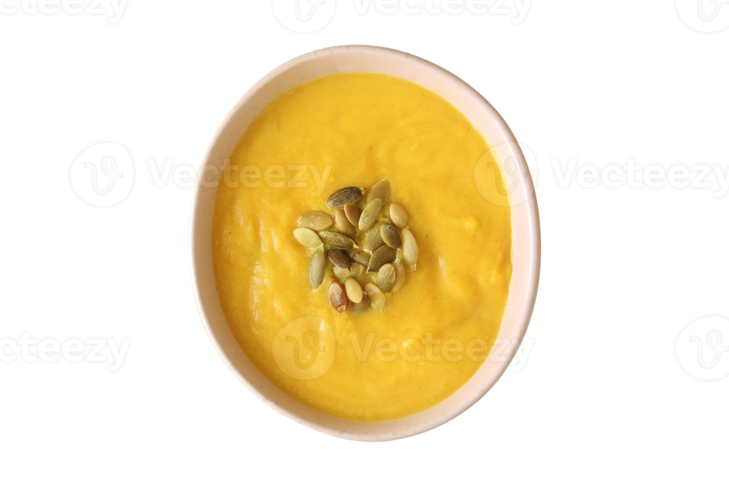 Beige Schüssel mit Kürbis Suppe isoliert auf ein transparent Hintergrund png