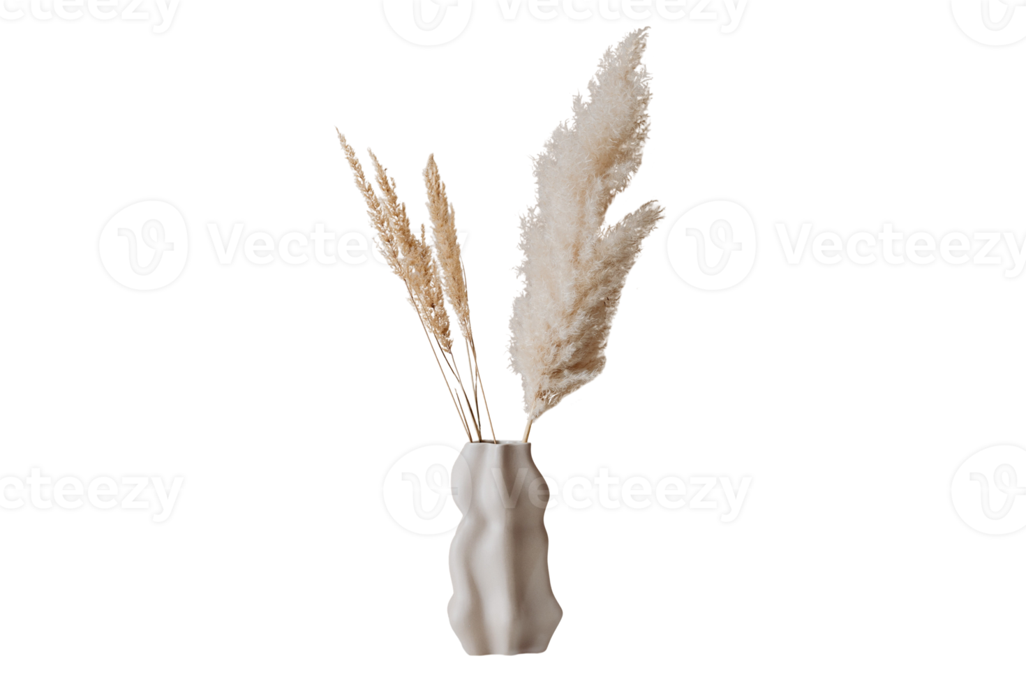 beige vase avec pampa herbe isolé sur une transparent Contexte png