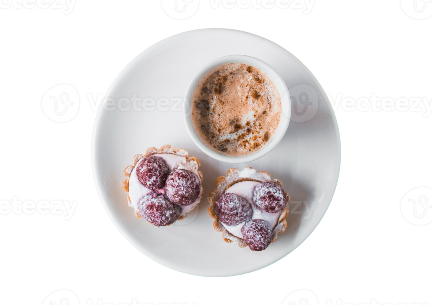 White plate with desserts isolated on a transparent background png