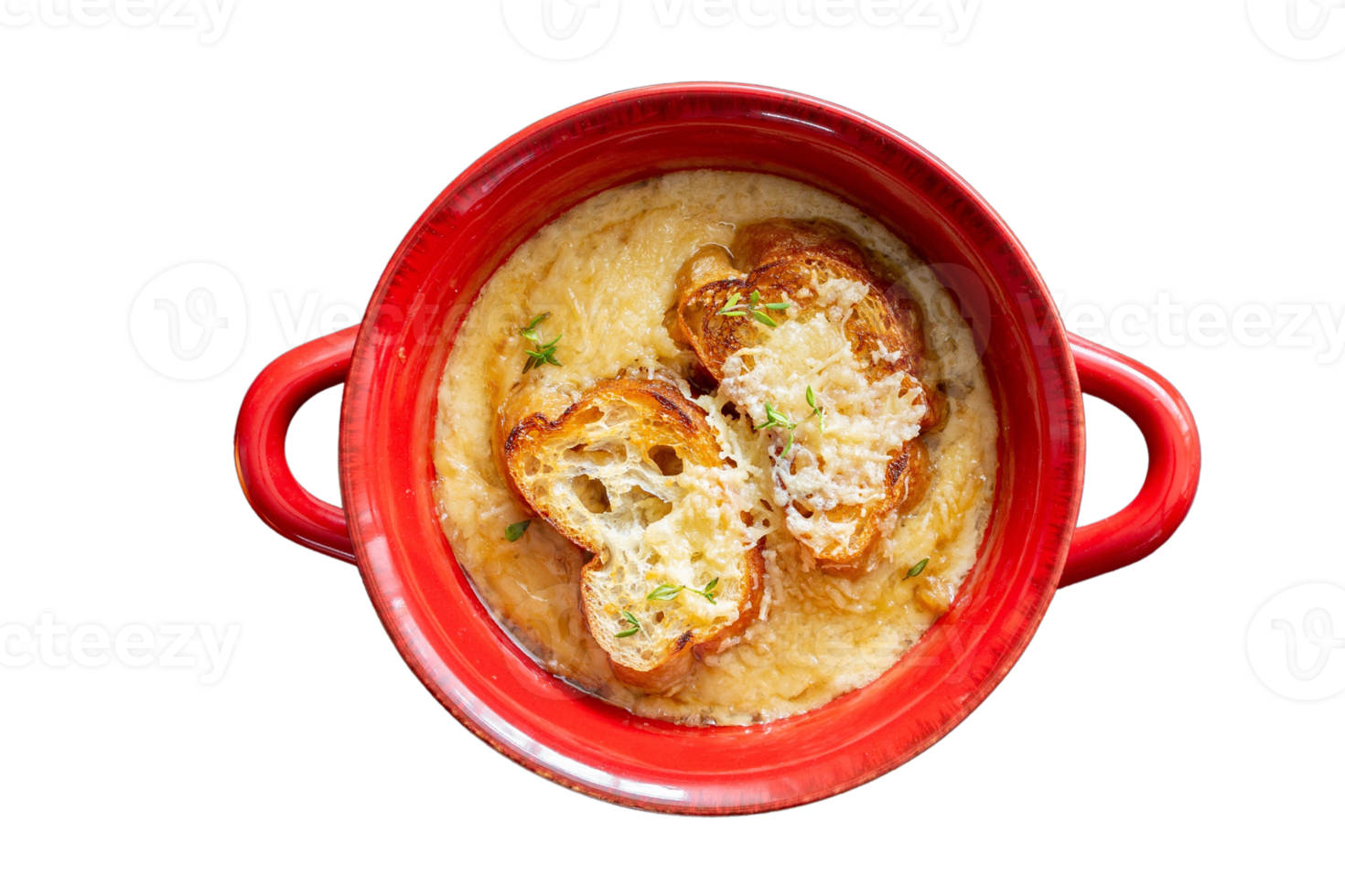 Red bowl with food isolated on a transparent background png
