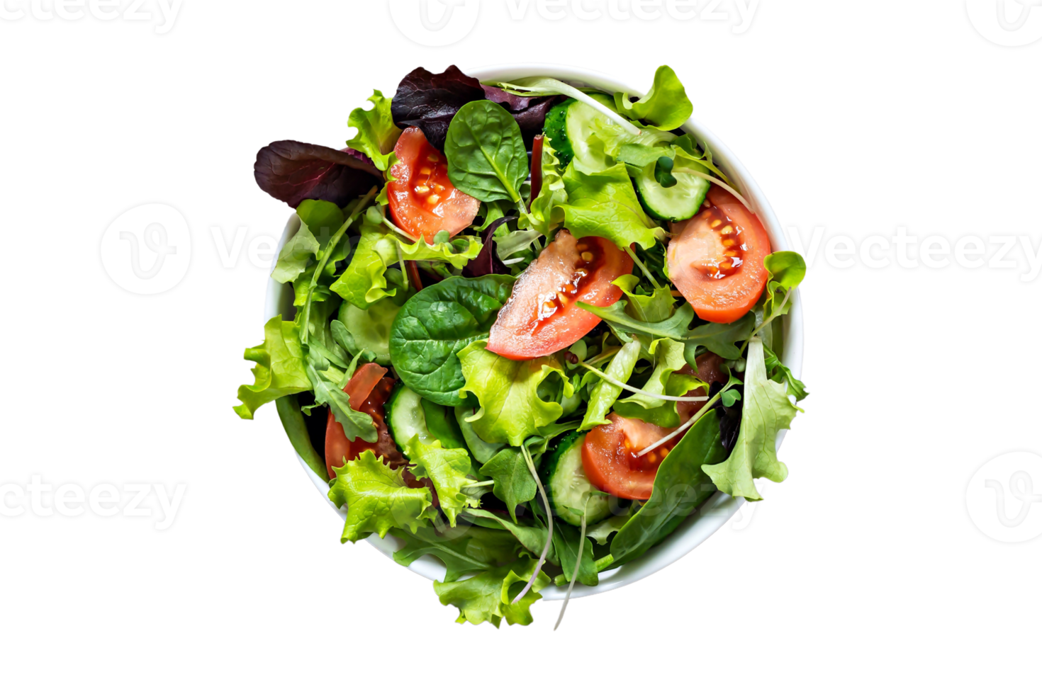 Bowl with salad isolated on a transparent background png