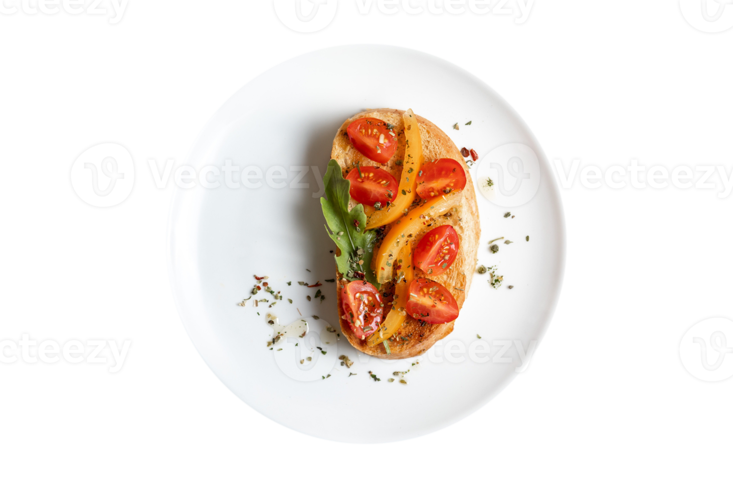 Toast with coocked vegetables isolated on a transparent background png