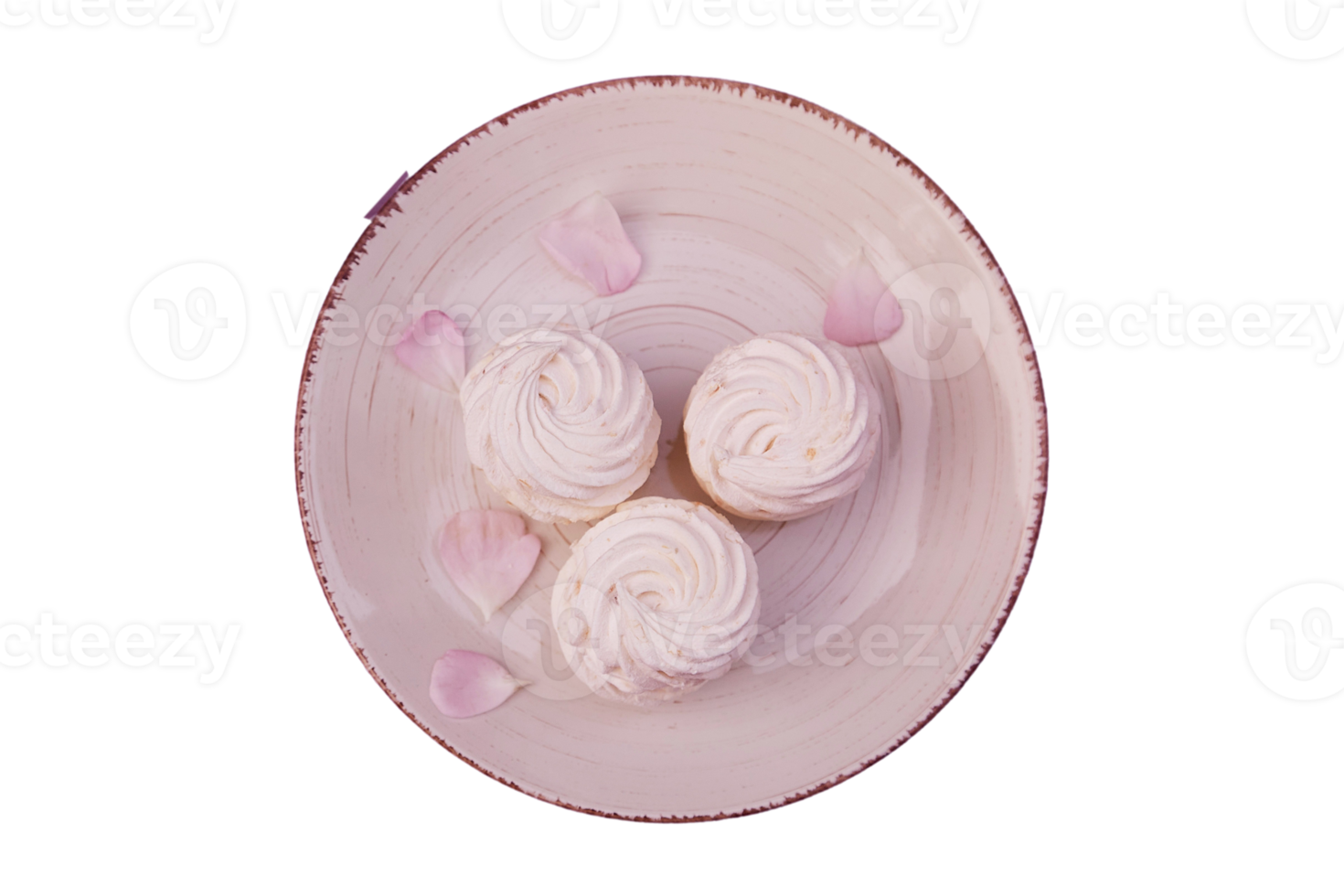 Pink plate with cupcakes dessert isolated on a transparent background png