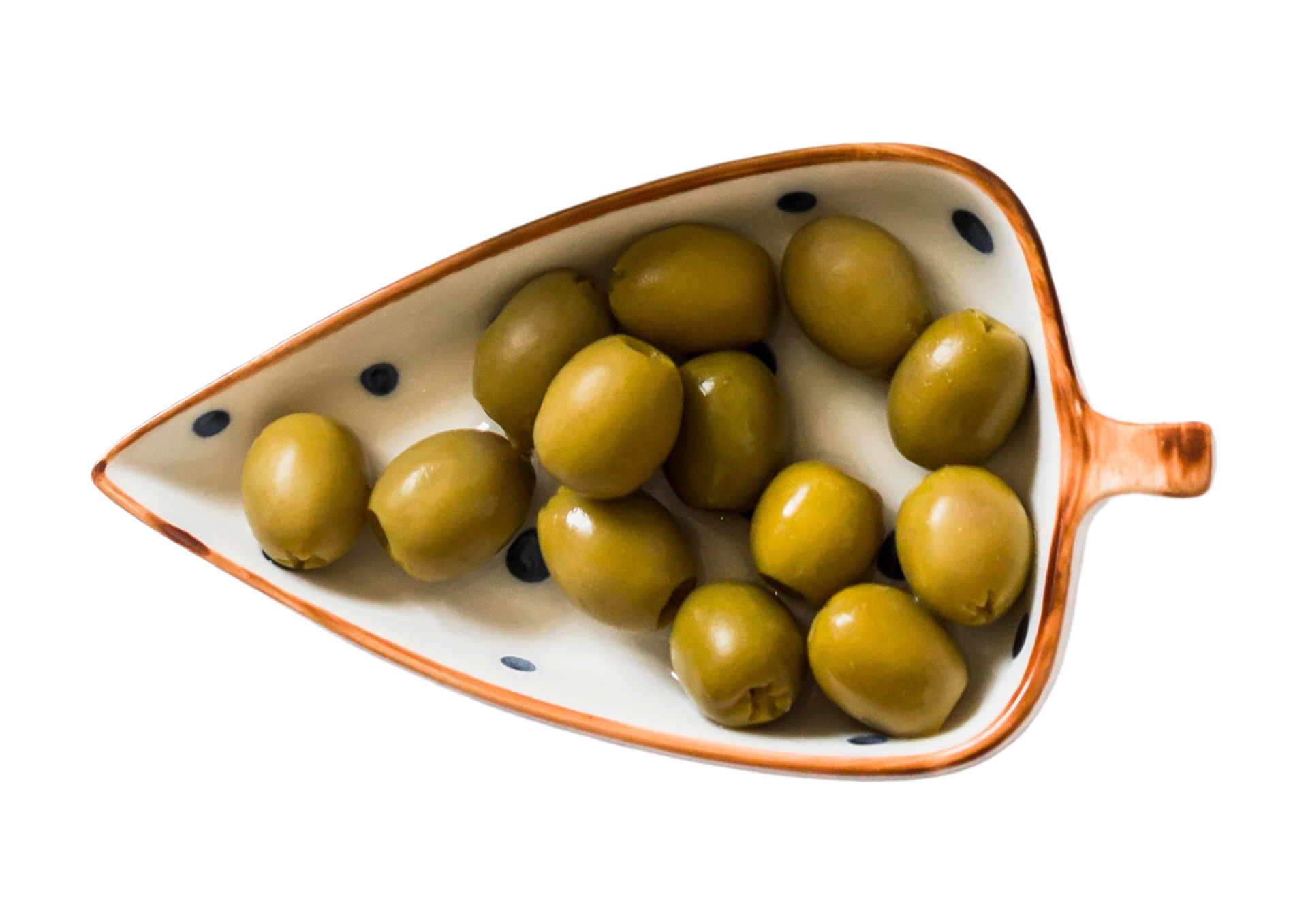 Green olives in a bowl isolated on a transparent background 21333081 PNG