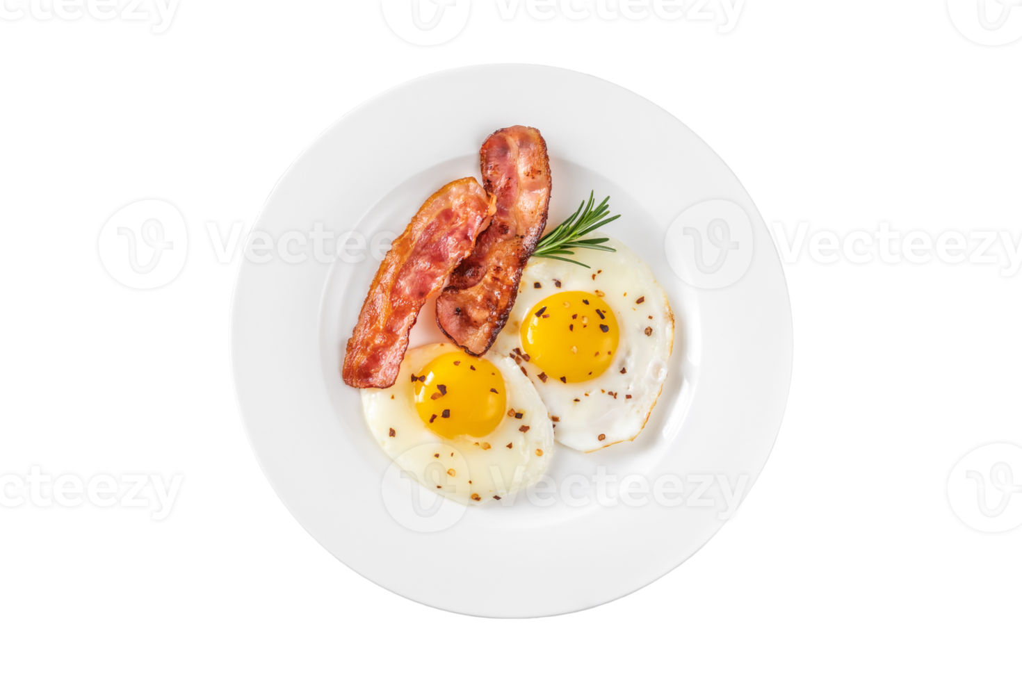 huevos y tocino desayuno aislado en un transparente antecedentes png