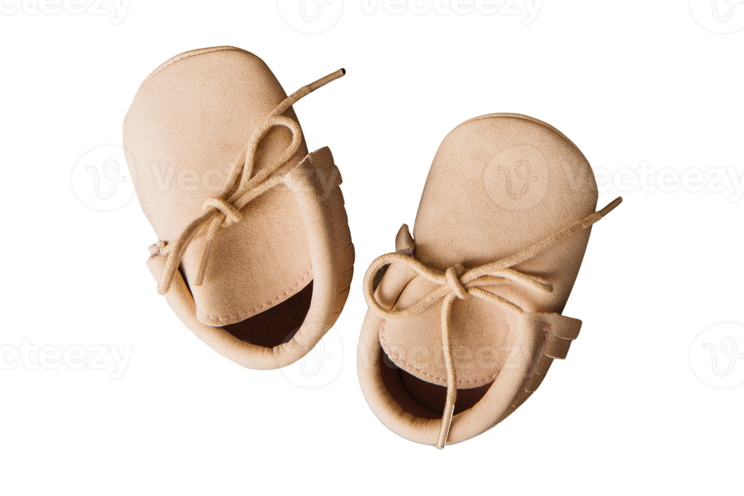 Beige baby shoes isolated on a transparent background png