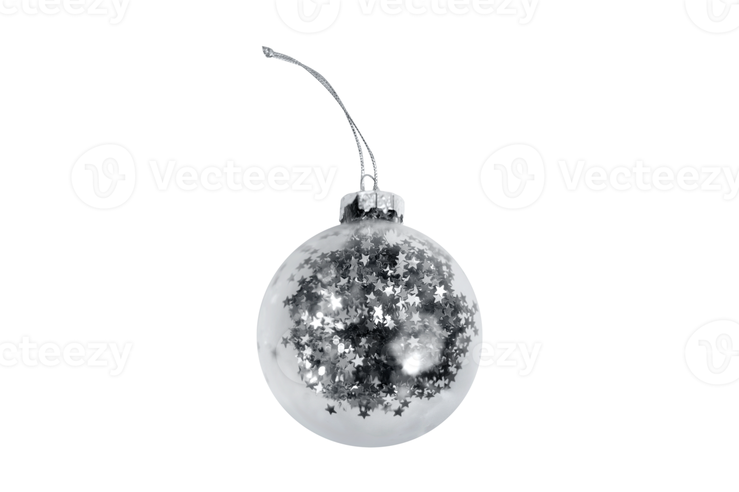 Silver christmas ball isolated on a transparent background png