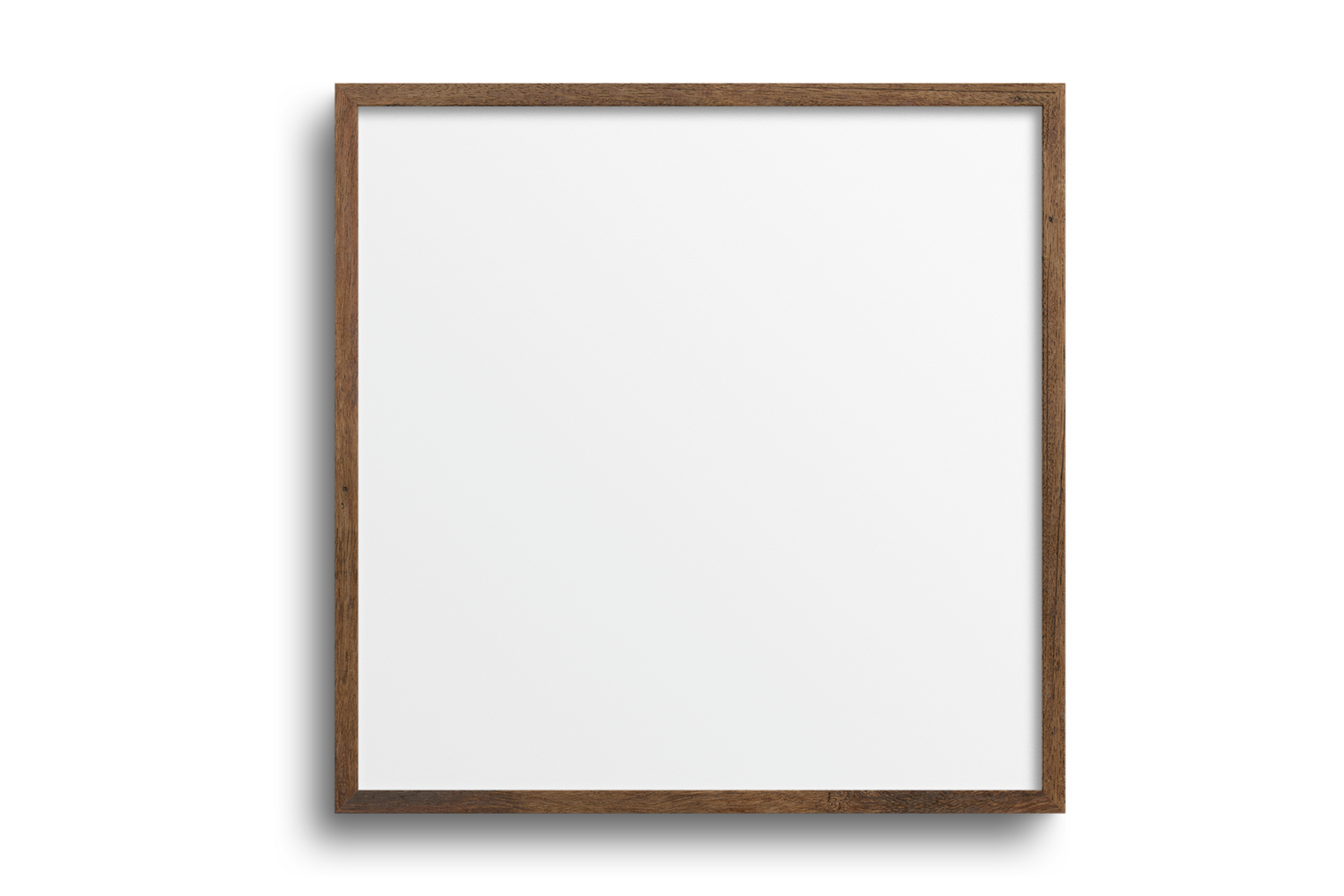 Brown square picture frame mockup isolated on a transparent background
