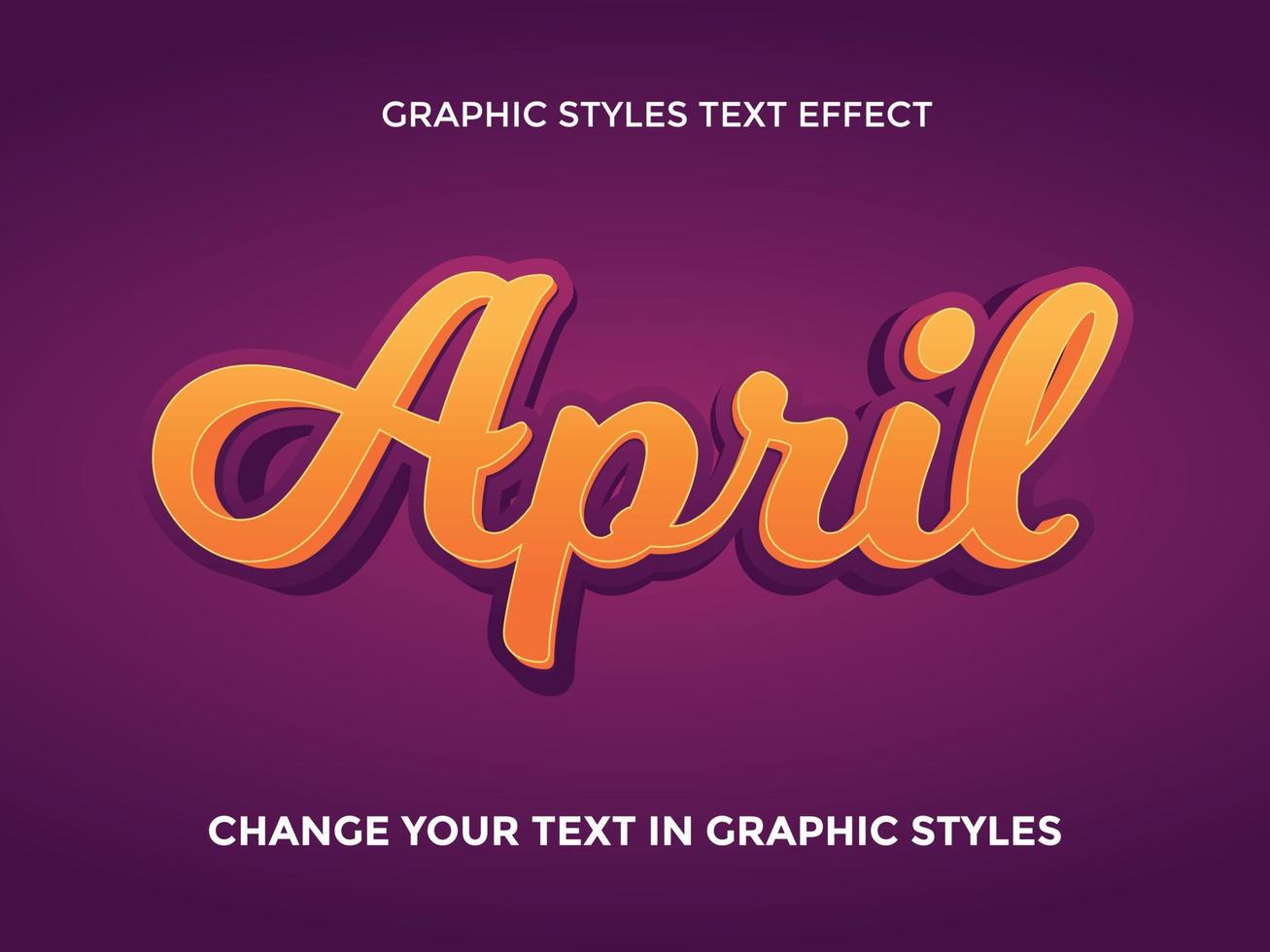 APRIL ORANGE AND PURPLE GRADIENT EDITABLE TEXT EFFECT vector