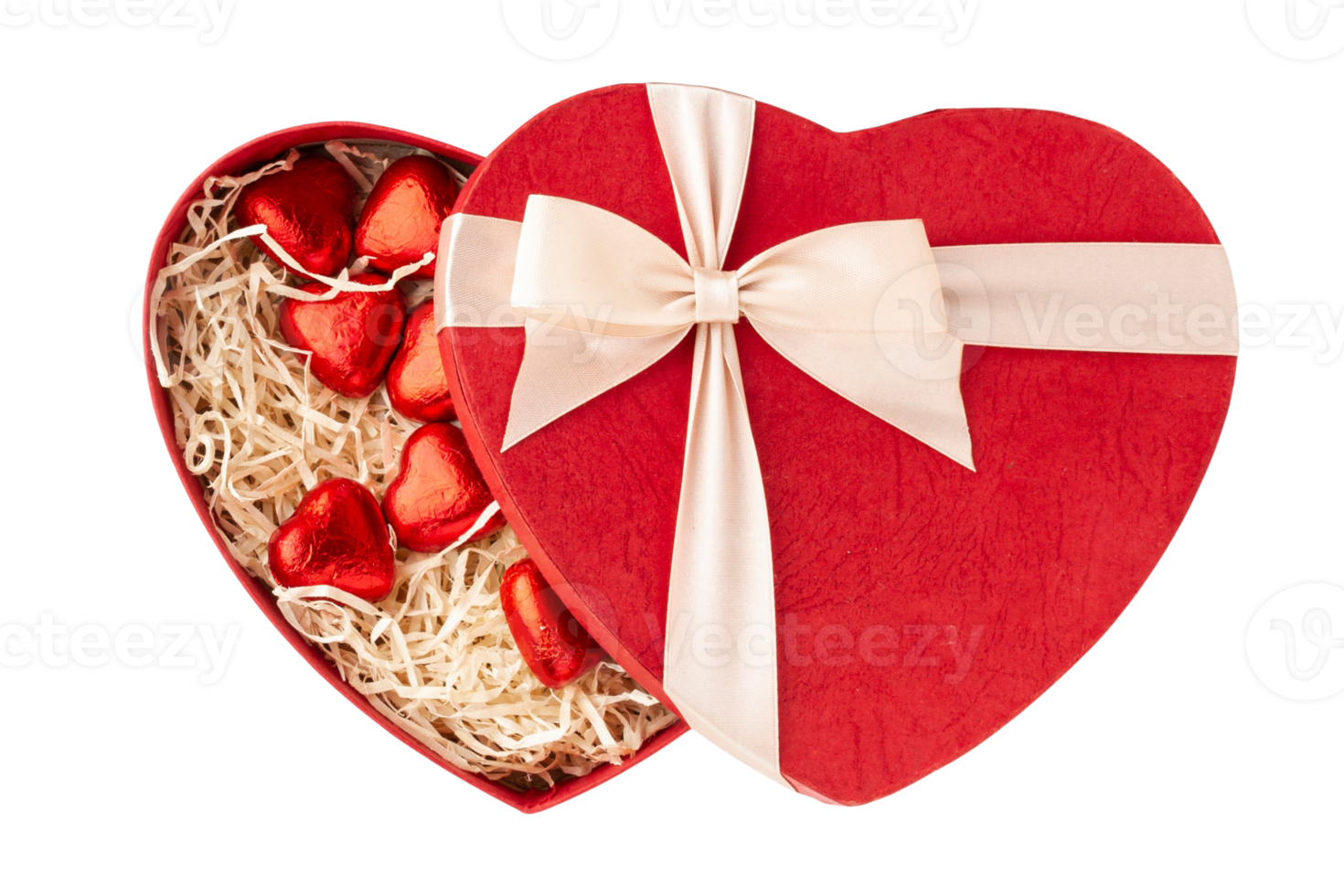 Red heart chocolate box isolated on a transparent background png
