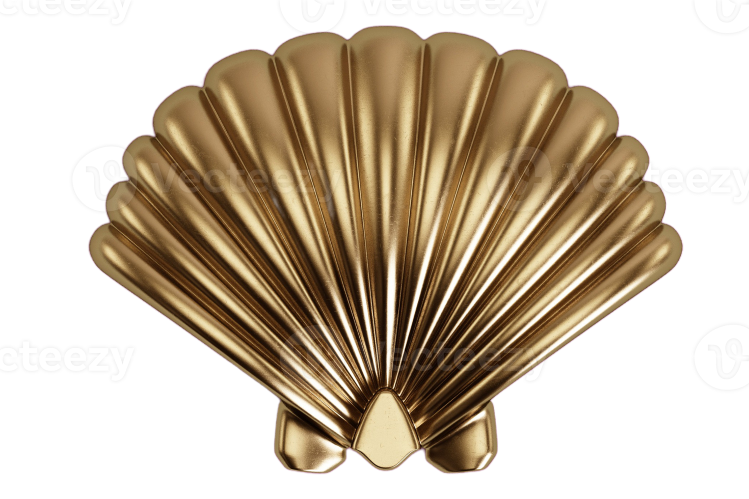 Golden decorative shell isolated on a transparent background png
