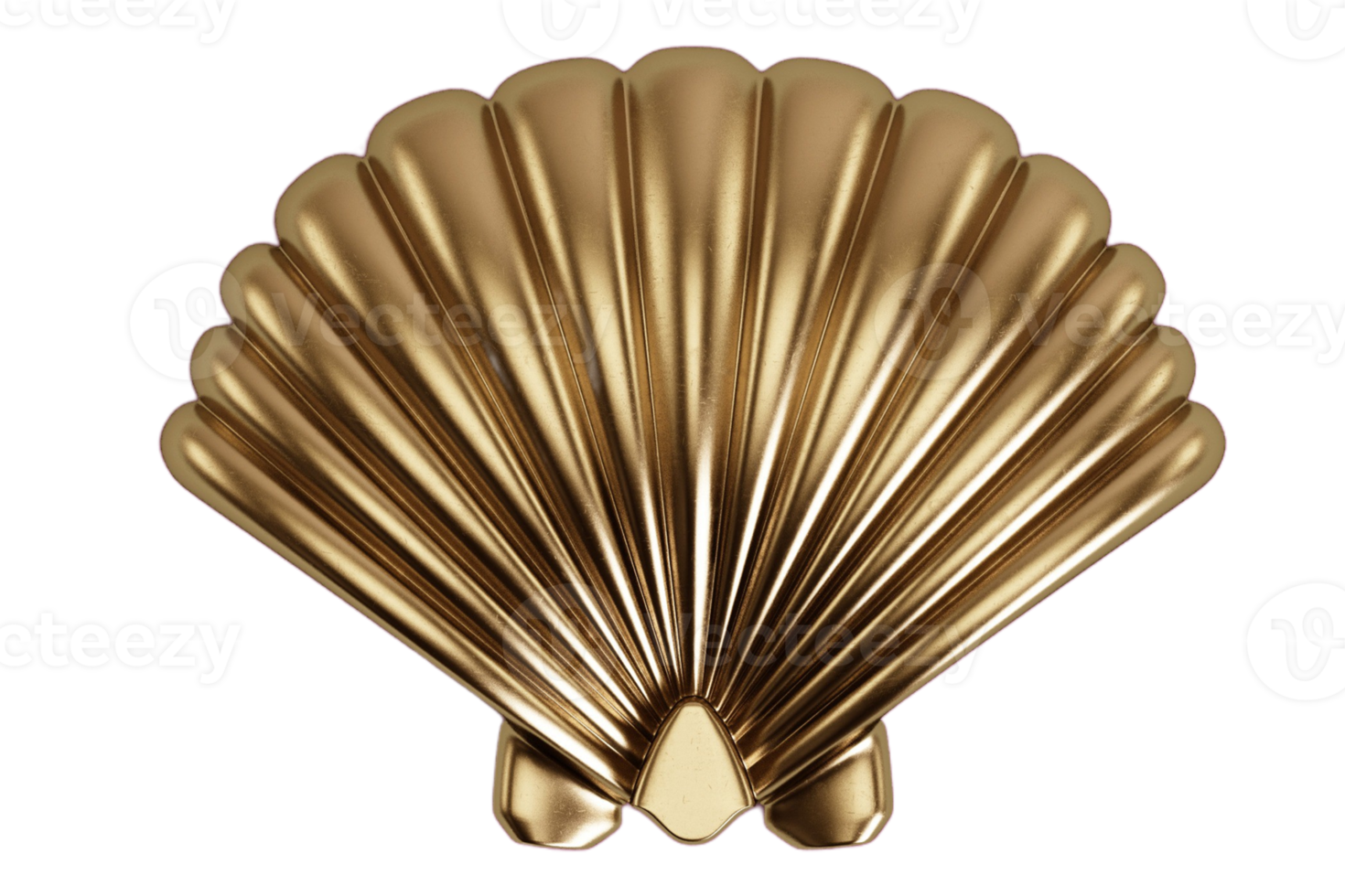 Golden decorative shell isolated on a transparent background png