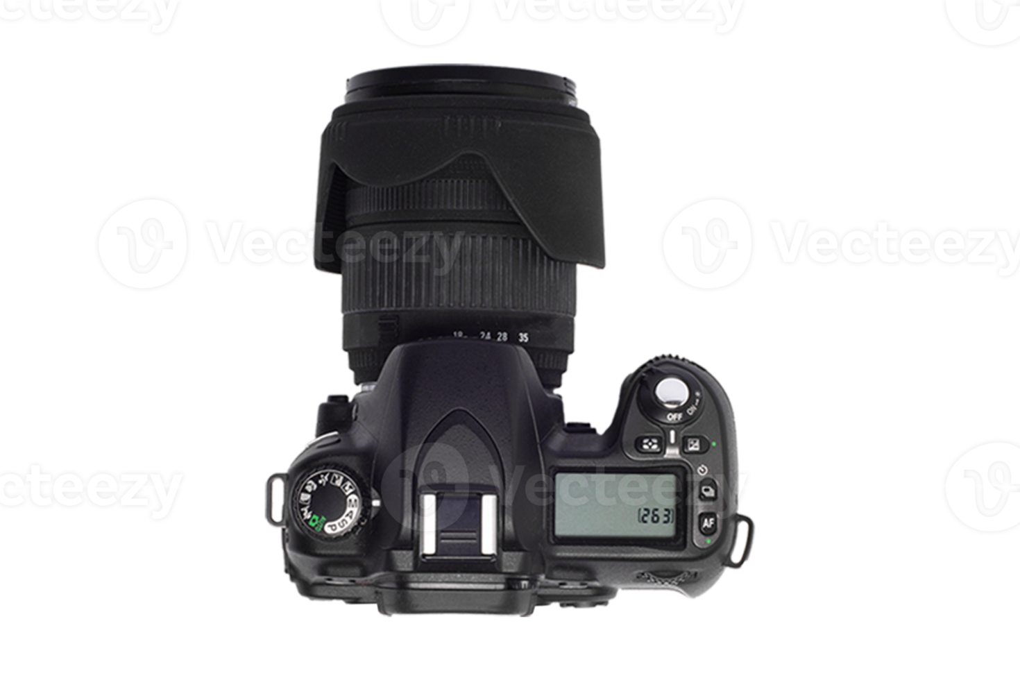 Black professional camera isolated on a transparent background png