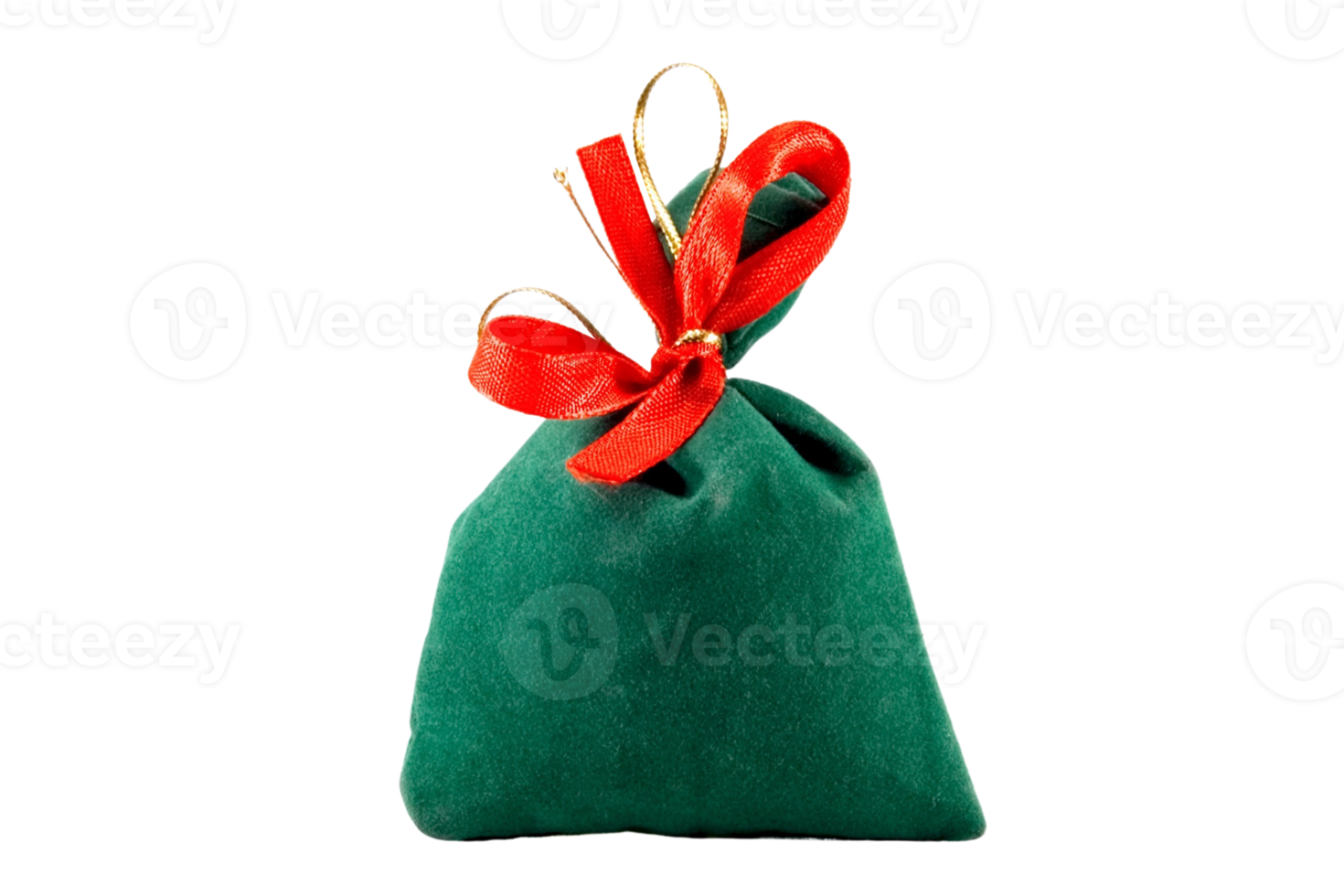 Green christmas gift pouch isolated on a transparent background png