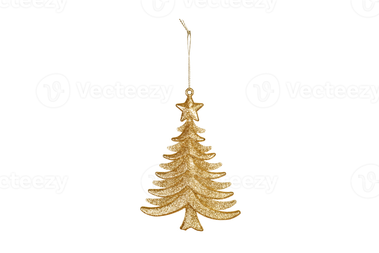 Gold christmas tree isolated on a transparent background png