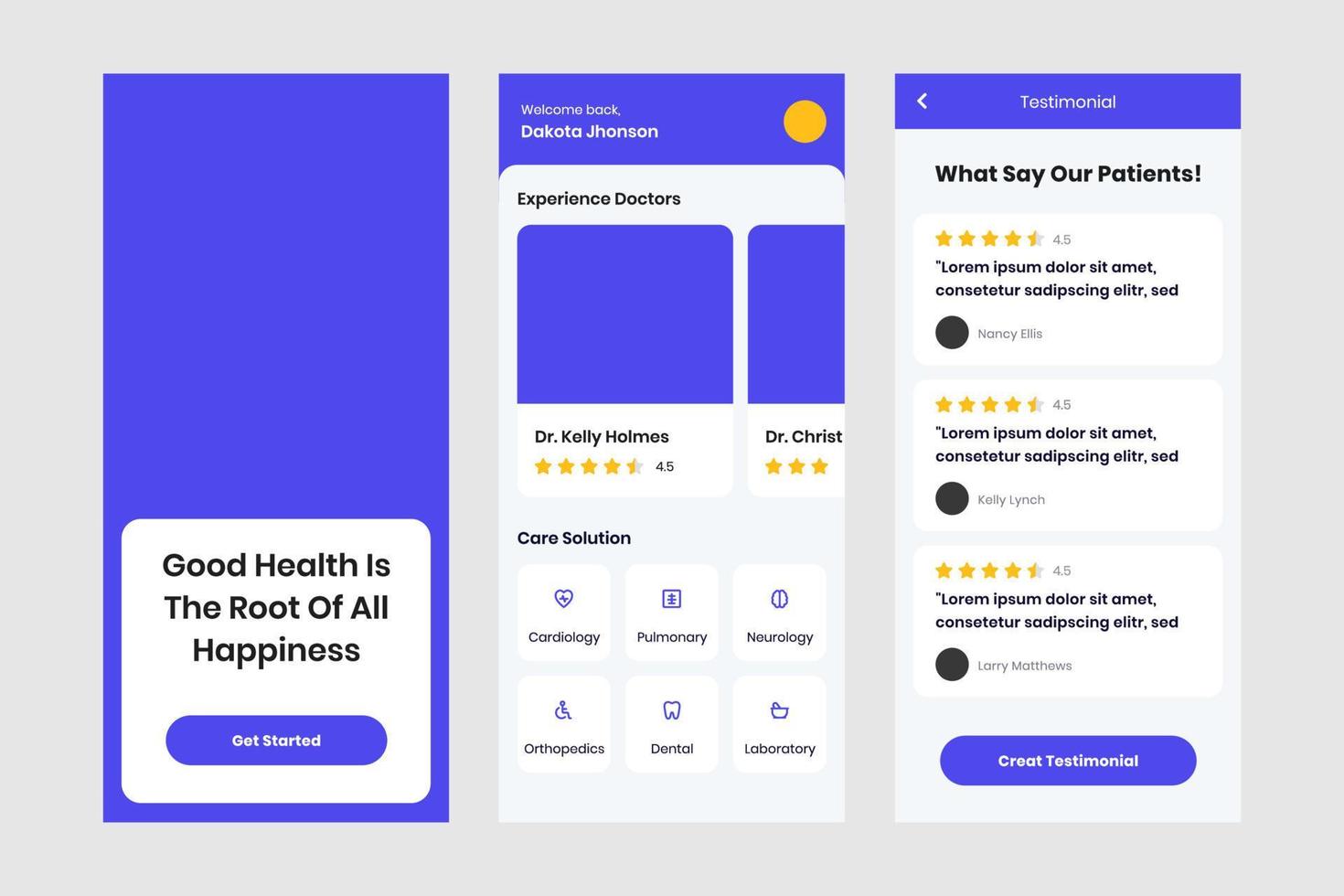 Health design application ui kit for android and ios mobile vector