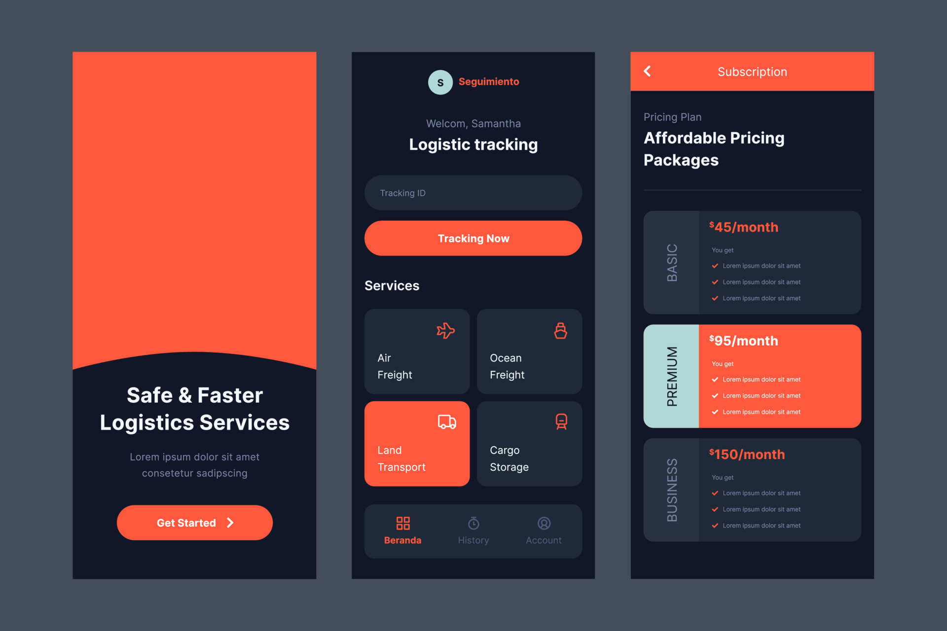 Logistics design application ui kit for android and ios mobile 21333416 ...