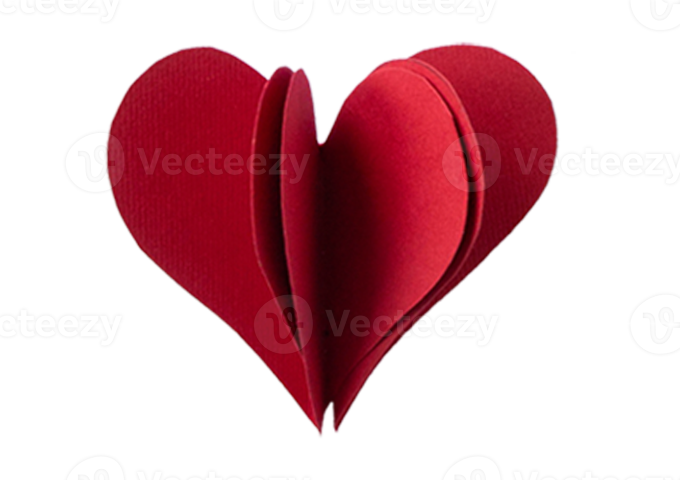 Red paper decoration heart isolated on a transparent background png