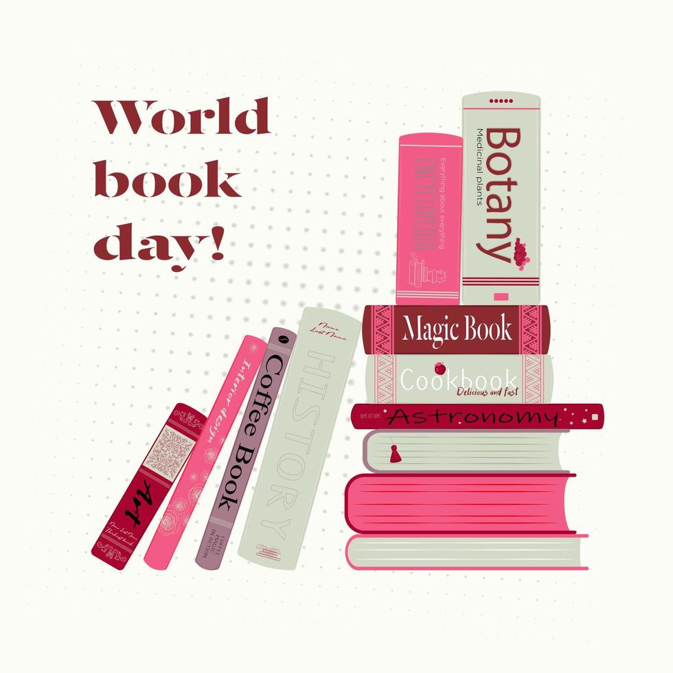 Book day stocking of books on beige vector