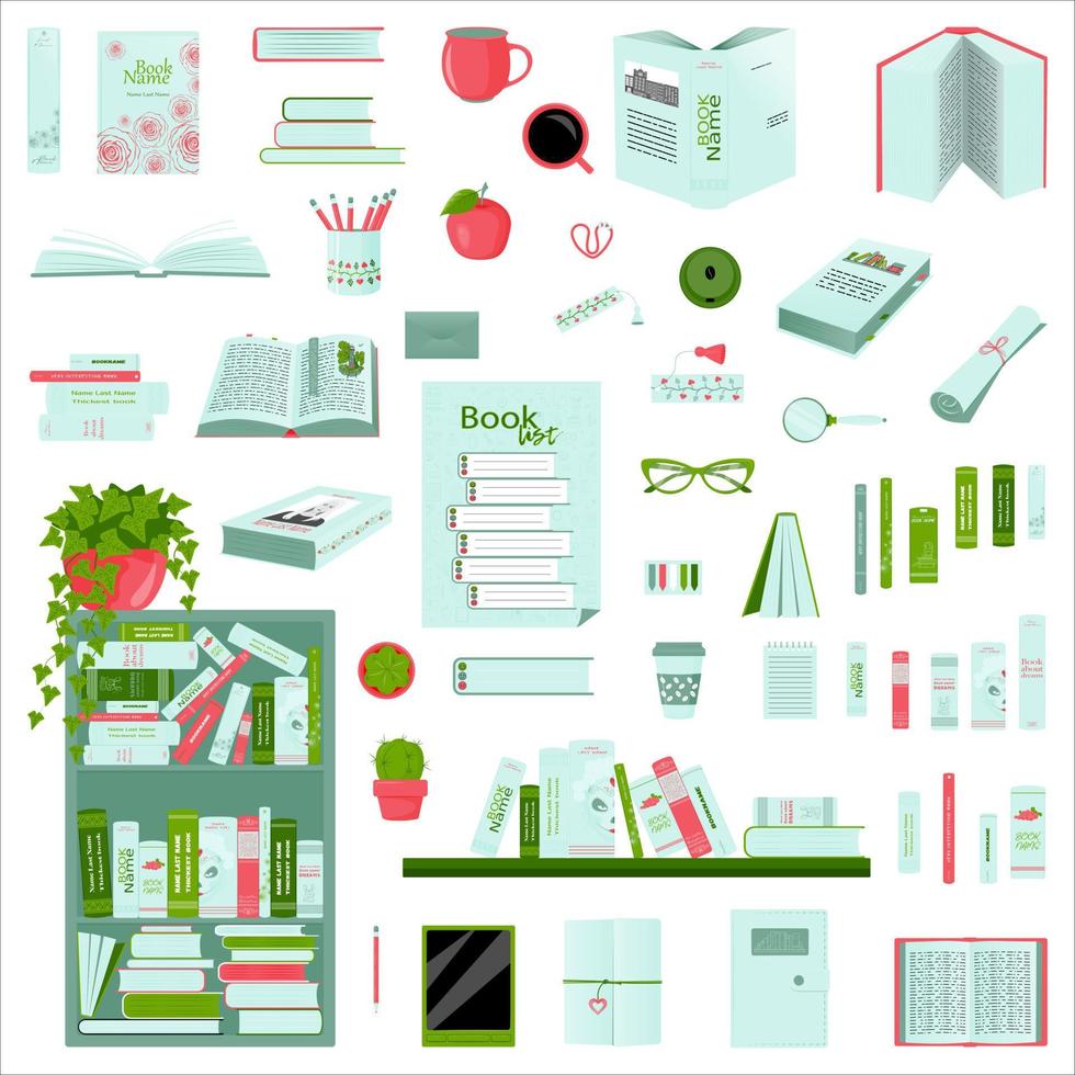 grande color conjunto de libros vector