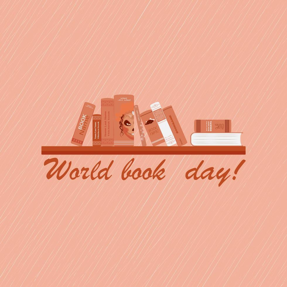 Book Day postcard monochrome brown vector